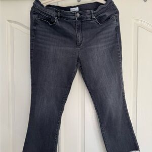 LOFT Black Ankle Cropped Jeans with Subtle Texture